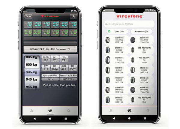 Appli gratuite Firestone pour calculer la pression