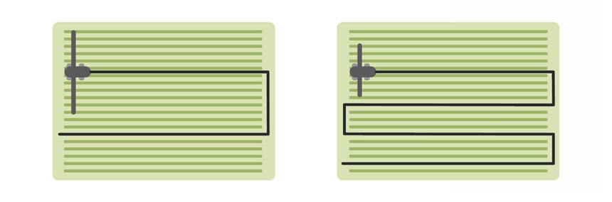 Une grande largeur de rampe permet de faire une parcelle en deux fois moins de temps