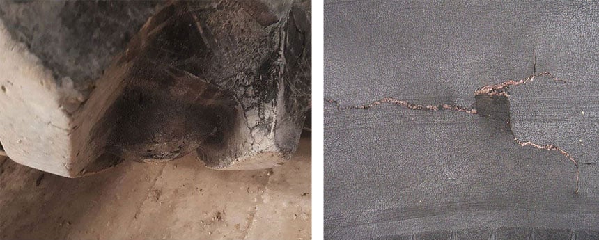 Une hernie correspond souvent à une rupture du calandrage intérieur du pneu